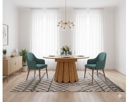 Uittrekbare Ronde Eettafel – Houten Keuken- en Balkontafel, Verstelbaar 118-158 cm, MDF Hoogwaardige Afwerking, Vintage Design – Novihome