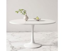 Uittrekbare Ronde Eettafel Ø100-140 cm - Moderne Witte Keukentafel voor 4-6 personen - Ronde Uittrekbare Eettafel voor Eetkamer, Keuken & Woonkamer - Minimalistisch & Gezinsvriendelijk Design Casa Serena