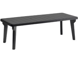 Uittrekbare Tuintafel Kunststof Berg 160-220 x 90 x 74 cm - Tafel Met Verlenging Voor Buiten - Weerbestendige Terrastafel Nieuw Antraciet - 6 Tot 10 Personen