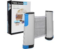 Uittrekkbaar tafeltennisnet, draagbaar tafeltennisnet, tafeltennisnet tot 170 cm, geschikt voor tafeltennistafel, bureau, eettafel, grijs blauw