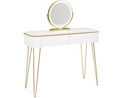 uJOY Kaptafel met spiegel - LED-verlichting - 3 standen verstelbaar licht - Make-up tafel met grote lades - Elegant ontwerp