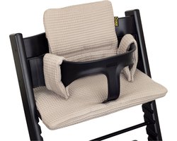 Ukje Stoelverkleiner TrippTrapp - Geschikt voor Stokke Tripp Trapp Kussenset - Kinderstoel Verkleiner - Het enige kussen dat in de was kan - Extra Dik - Taupe - Wafelstof
