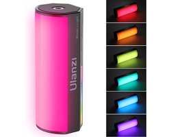 Ulanzi i-Light RGB Pocket Tube Light - Broekzakformaat - Oplaadbaar - Tot 15 uur gebruiken - Alle kleuren van de regenboog - 20 vooringestelde scenes - Statiefbevestiging - Zwart