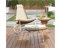 Ulife Schommelstoelenset 2-delige balkonmeubelset van gegalvaniseerd staal, handgeweven touw, met voetensteun, stoelen met een draagvermogen van 160 kg, geschikt voor terras, tuin en balkon, beige en bruin