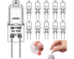 ULIGHT® 10-STUKS - G4 HALOGEEN LICHTBRON - 10 WATT - 12V - WARM WIT - DIMBAAR