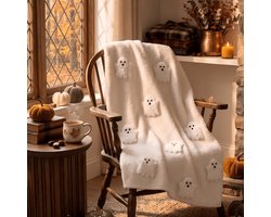 Ulisem - Halloween Flanel Dekbed 100x70 Cm - Halloween Decoratie - Pluche 3D Pompoen Print - Zachte Fleece Lapdeken - Voor Bank Bed Reis Woonkamer - Herfst Feestdagen Huisaccessoire