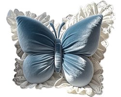 Ulisem - Kussen - Vlinder ontwerp dierbaar multifunctioneel kussen - 43x31 cm groot - Zachte pluche stof - Grote PP katoen vulling - Als zitkussen en rugsteun - Voor woonkamer en auto - Ook als decoratie - Blauw