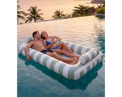 Ulisem - Opblaasbaar waterbed - 2-persoons 216x135 cm - Zwaar uitgevoerd - Sterk pvc - Ingebouwde hoofdsteunen - Met koelend gaas - Bekerhouder aanwezig - Geschikt voor strand en meer