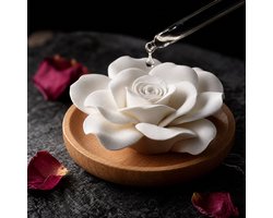 Ulisem - Porseleinen Roos Vormige Aroma Diffuser - Geurstokjes Houder - Aromatherapie Oliebrander - Handgemaakte Bloem Decoratie - Luchtverfrisser Voor Thuis - Sfeervolle Kamerdecoratie Voor Slaapkamer Woonkamer Badkamer Kantoor Spa