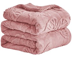 Ulisem - Roze Fluweel Vlinderdeken 150 x 200 cm - Plaid - Dubbelzijdig Fluweel - Zacht & Warm - Voor Bank Bed Stoel