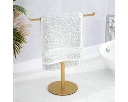 Ulisem - T-vormige handdoekhouder - voor de badkamer – geschikt voor handdoeken en haarbanden - lichtgewicht houder voor badkamer of keuken - waterbestendige aanrechtorganizer van roestvrij staal - Goud