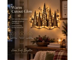 Ulisem - Verlichte Metalen Boom Wanddecoratie Met Afstandsbediening - Wandkunst - Warme LED Verlichting - Boslandschap Design - Voor Woonkamer Openhaard Hut Decoratie