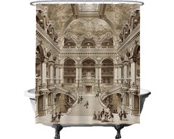 Ulticool Douchegordijn - Architectuur Elite Romeinse Bogen Geschiedenis - 180 x 200 cm - met 12 ringen - Anti Schimmel - Waterdicht & Wasbaar - Semi Transparant - Sepia