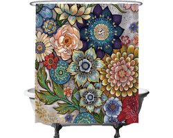 Ulticool Douchegordijn - Bloemen Natuur Kunst - 180 x 200 cm - semi Transparant - met 12 Ringen Wit - anti Schimmel - Decoratie Lente voor Binnen - Multi Color