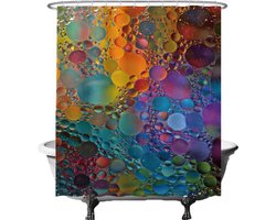 Ulticool Douchegordijn - Bubbels Water Kunst Kleuren - 180 x 200 cm - met 12 ringen - Anti Schimmel - Waterdicht & Wasbaar - Semi Transparant - Lila Geel Blauw