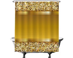 Ulticool Douchegordijn - Goud Luxe Chic Feest - 180 x 200 cm - semi Transparant - met 12 Ringen Wit - anti Schimmel