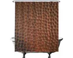 Ulticool Douchegordijn - Industrieel Metaal Koper - 180 x 200 cm - semi Transparant - met 12 Ringen Wit - anti Schimmel - Bruin