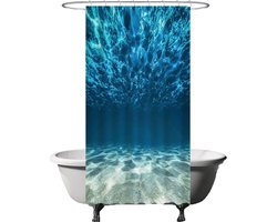 Ulticool Douchegordijn - Oceaan Zee Stilte Rust Duiken Aquarium Strand Zomer - 120 x 200 cm - met 8 ringen - Anti Schimmel - Waterdicht & Wasbaar - Semi Transparant - Blauw