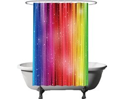Ulticool Douchegordijn - Regenboog - 120 x 180 cm - met 8 ringen - Anti Schimmel - Waterdicht & Wasbaar - Semi Transparant - Multicolour