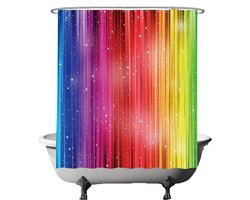 Ulticool Douchegordijn - Regenboog - 180 x 180 cm - met 12 ringen - Anti Schimmel - Waterdicht & Wasbaar - Semi Transparant - Multicolour