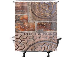 Ulticool Douchegordijn - Roest Industrieel Bruin - 180 x 200 cm - met 12 Ringen wit - semi Transparant - anti Schimmel - Roze Oranjeje