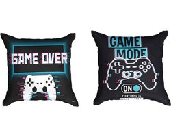 Ulticool - Kussenhoes - Game On Off Controller Monitor Gaming Accesoires - Set van 2 Kussens - Exclusief Kussenvulling - Sierkussens 45x45 cm - Sierkussenhoes Kussentjes Bank Decoratie Woonkamer Slaapkamer Kinderkamer Game Lamp Tiener Cadeau Jongen