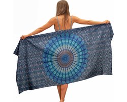 Ulticool - Mandala Blauw - Handdoek Microvezel - Sneldrogend Badlaken – 160 x 80 cm - voor Reizen Fitness Gym Sport Spa Sauna Yoga - Reishanddoek - Microfiber Decoratie Doek - voor Man of Vrouw - Lichtgewicht Kleed Reis Strandlaken