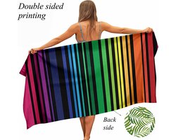 Ulticool Microvezel Handdoek 160 x 80 cm - Strepen Roze Blauw Paars Groen Geel Oranje - Backdrop Decoratie Natuur - Badhanddoek - Strandlaken - Sneldrogend Badlaken - voor Reizen Sauna Gym Sport Spa Yoga – Lichtgewicht Reishanddoek - Microfiber
