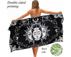 Ulticool Microvezel Handdoek 160x80 cm - Maan Zon Tarot Kaarten Astrologie Bohemian Natuur - Reizen Travel Accessoires Reis Gadgets Sauna Yoga Haar Strandlaken Hamamdoek Badlaken Reishanddoek Microfiber