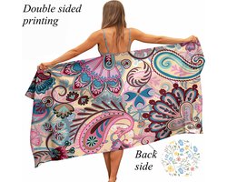 Ulticool Microvezel Handdoek - Kashmir - Badhanddoek - Strandlaken - Sneldrogend Badlaken - 160 x 80 cm - voor Reizen Gym Sauna Spa Yoga Lichtgewicht Reis Reishanddoek Microfiber - Cadeau Vrouw Tiener Meisje 10 11 12 13 14 Jaar - Roze Blauw