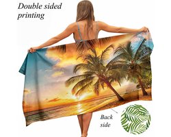 Ulticool Microvezel Sneldrogende Handdoek 160x80 cm - Palmboom Strand - Print aan 2 Kanten - Reizen Travel Accessoires Reis Gadgets Sauna Spa Gym Yoga Haar Strandlaken Badlaken Badhanddoek Reishanddoek Hamamdoek Microfiber - Cadeau Vrouw Man Populair
