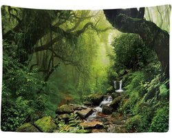 Ulticool - Regenwoud Natuur Eco Planten Waterval - Wandkleed 200x150 cm voor Binnen - Groot wandtapijt - Poster - Bos Boom Groen Wanddecoratie Hout Natuurlijk Pasen Hangdecoratie Paas Decoratie Hangend - Cadeau Gadgets Mannen Vrouw Populair