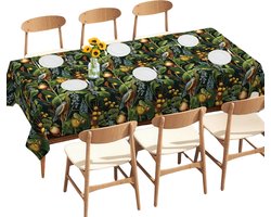 Ulticool Tafelkleed Groot Tafelzeil Waterdicht - 140 x 240 cm - Blauwe Druif Vogel Kikker - Groen Geel Blauw