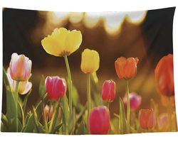 Ulticool - Tulpen Bloemen Natuur - Wandkleed Poster - 200x150 cm - Groot wandtapijt - Tuinposter Tulpenbollen - Schilderij Decoratie Tuin Versiering Accessoire Vrouw voor Moeders