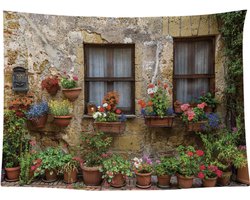 Ulticool Wandkleed 200x150 cm – Muur Natuur Bloemen – Inclusief Bevestigingspinnen - Tuinposter doorkijk - Poster Wandtapijt Tapestry - voor Binnen en Buiten - Decoratie Lente - Vrouw