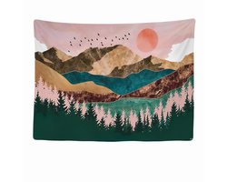 Ulticool Wandkleed 200x150 cm – Natuur Bos Bohemian Hippie – Met Bevestigingspinnen - voor Binnen - Aesthetic Room Decor - Wandtapijt Decoratie Schilderijen Posters Boho Wandbehang Wanddoek Slaapkamer - Cadeau Vrouw Tiener Meisje