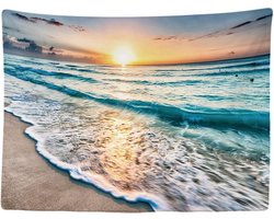 Ulticool Wandkleed 200x150 cm - Zee Strand Natuur - met Bevestigingspinnen - voor Binnen - Wandtapijt Wanddoek Stof Poster Backdrop Frame Decoratie Woonkamer - Aesthetic Room Decor - Complete Slaapkamer Voor Volwassen