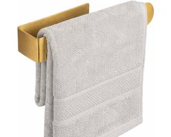 Ultiluxe® Handdoekhouder zelfklevend - Goud - Handdoekstang van roestvrij staal - Voor de badkamer of toilet - Zonder boren - 24 x 5 x 4 cm - Messing - Zelfklevende wandmontage