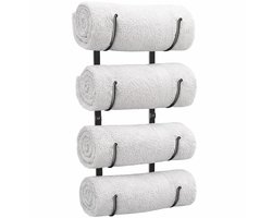 Ultiluxe® Handdoekhouder - Zwart - Handdoekrekken voor handdoeken - 55 cm - Handdoekenhouder voor de badkamer - Metalen houder