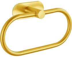 Ultiluxe® Handdoekring zelfklevend - Goud - Handdoekhouder voor de badkamer of toilet - Zonder boren - 21 x 10 x 5 cm - Messing - Roestrij staal - Zelfklevende wandmontage
