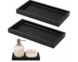 Ultiluxe® Handzeephouders - Plankjes voor handzeep - 2 stuks - Badkamerdienblad voor zeepdispenser - Organizer voor de badkamer of keuken - 10 x 20 cm - Zeepbakje - Zeepplankje - Zeephouder - Zwart