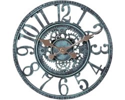 Ultiluxe® Industriële buitenklok - 30 cm - Turquoise/groen/blauw - Vintage tuinklok - Waterdicht - Buiten wandklok - Tuindecoratie - Waterbestendig - Grote klok voor buiten - Klassiek, retro, landelijk