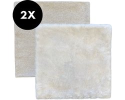Ultiluxe® Kussenhoezen set 2 stuks - Beige/wit - 45 x 45 cm - Sierkussenhoes - Zachte fluffy kussenhoes - Sierkussens - Kussenslopen - Bankkussens - Exclusief kussen - Vierkant - Hoezen voor sierkussen - Kussensloop voor binnen