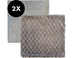 Ultiluxe® Kussenhoezen set 2 stuks - Grijs/bruin - 45 x 45 cm - Sierkussenhoes - Zachte fluffy kussenhoes - Sierkussens - Kussenslopen - Bankkussens - Exclusief kussen - Vierkant - Hoezen voor sierkussen - Kussensloop voor binnen