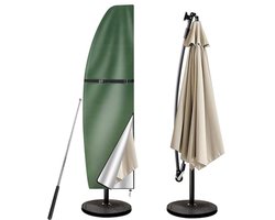 Ultiluxe® Parasolhoes - Beschermhoes voor Zweefparasol - Tuinparasol - Parasolbescherming - Parasolbeschermhoes met Stok - 205 x 25/57/48 cm - Waterdicht - UV-bestendig - Groen