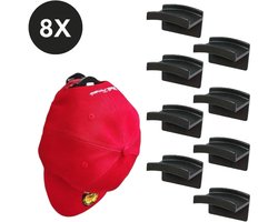 Ultiluxe® Pettenhouders 8 stuks - Zwart - Petjeshouder voor petten, hoeden, koptelefoons - Petten houder voor volwassenen en kinderen - Pettenrek, hoedenrek, petjes haken - 16-delige houders - Caps rek - Opberger - Opbergen
