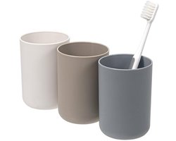Ultiluxe® Tandenborstelbekers - 3 Stuks - Tandenborstelhouder - Badkamer Beker - 300 ml - Stapelbaar - Kunststof - Wit