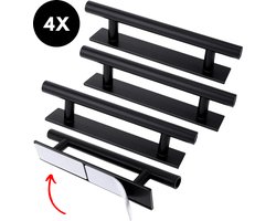 Ultiluxe® Zelfklevende handgrepen - 4 stuks - Zwart - Kastdeur greep - Handgreep schuifdeuren - 13.3 cm - Schuifkast handvaten - Moderne meubelgreep - Zonder boren montage - Sterke plakstrip bevestiging
