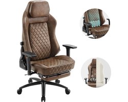 Ultimate Comfort Gaming Chair - Ergonomische bureaustoel - Vintage stijl directiestoel - Hoog-elastisch gegoten schuim - Verstelbare functies - Duurzaam kunstleer - 122,5-130,5 cm x 55 cm x 78 cm