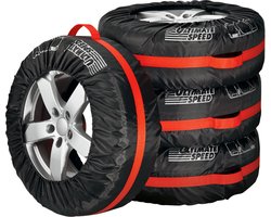 Ultimate Speed Bandenhoezenset - Met identificatie van de wielpositie - Geschikte bandengrootte: 13-17" - 4 Delige Set - Hygiënisch transport - Veilige opslag - Praktische draagriem - Bandenhoes - Bandenhoezen - 4 Stuks - Voor de Opslag van Banden